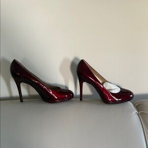 Stuart Weitzman Shiny Burgundy Red Patent High Heel Pumps